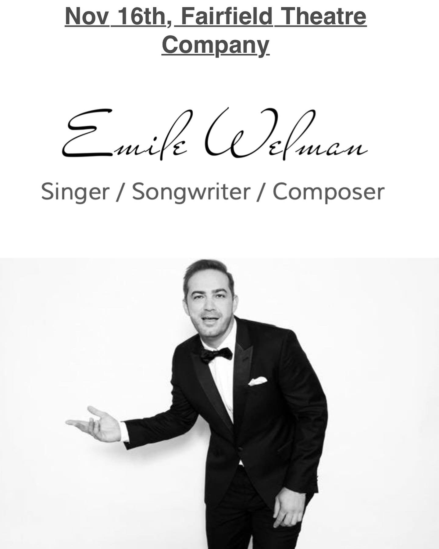 Emile Welman to Perform in Fairfield Connecticut